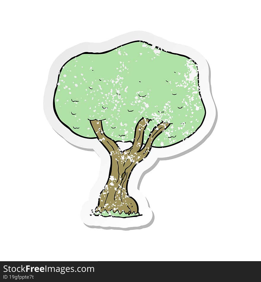 retro distressed sticker of a cartoon tree