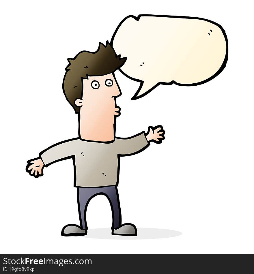 cartoon surprised man with speech bubble