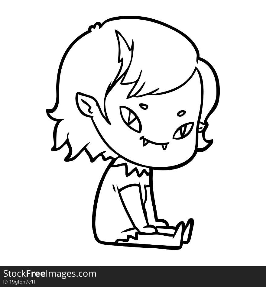 cartoon friendly vampire girl sat down. cartoon friendly vampire girl sat down