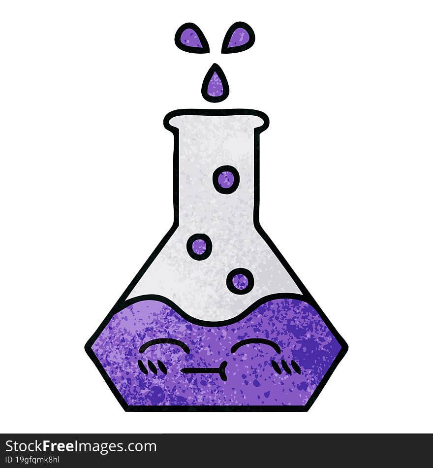 retro grunge texture cartoon of a science beaker