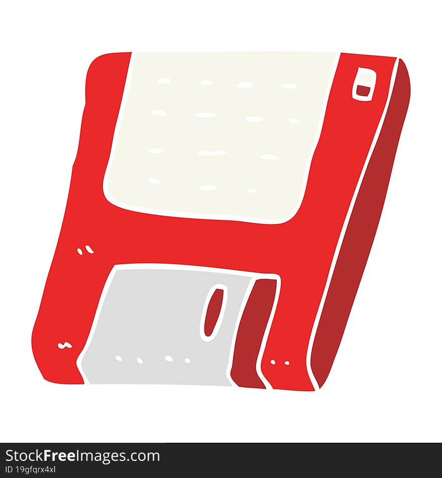 flat color illustration of a cartoon old computer disk