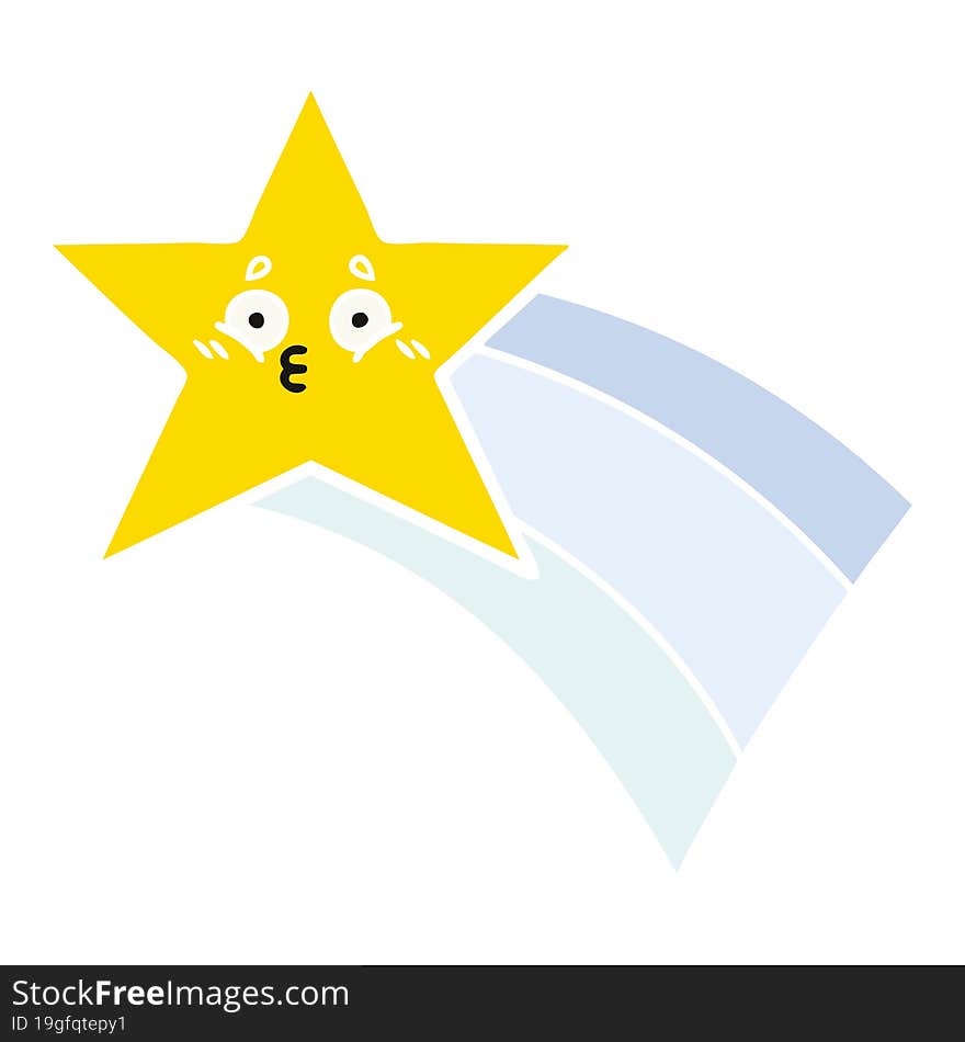 flat color retro cartoon shooting rainbow star