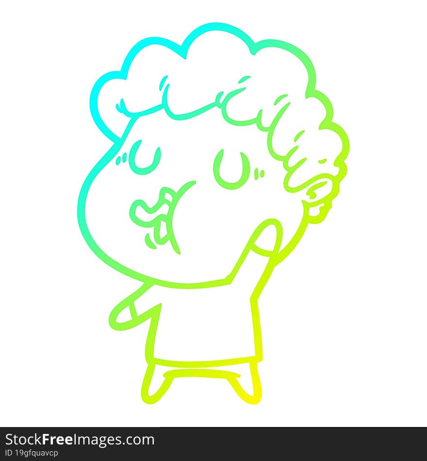 Cold Gradient Line Drawing Cartoon Man Singing