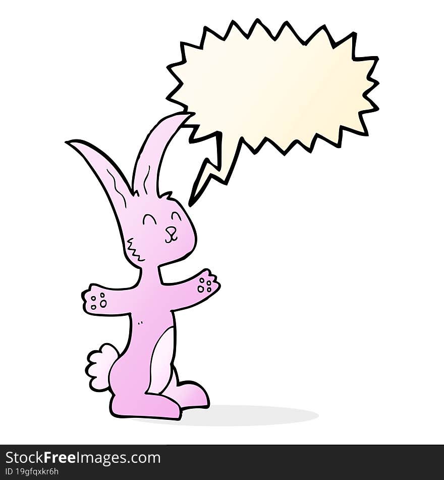 cartoon rabbit with speech bubble