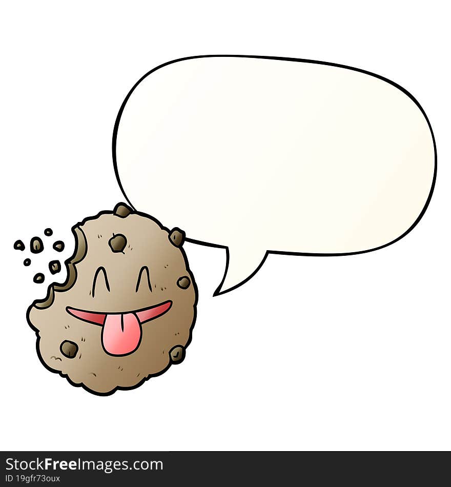 cartoon cookie and speech bubble in smooth gradient style