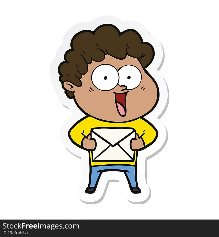 sticker of a cartoon happy man