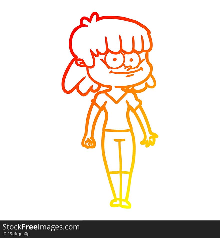 warm gradient line drawing cartoon smiling woman