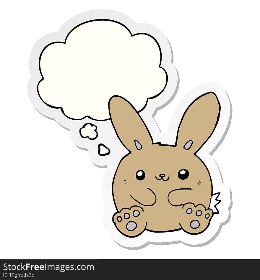 cartoon rabbit with thought bubble as a printed sticker