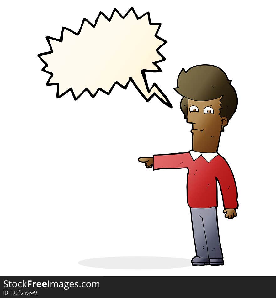 cartoon man pointing with speech bubble