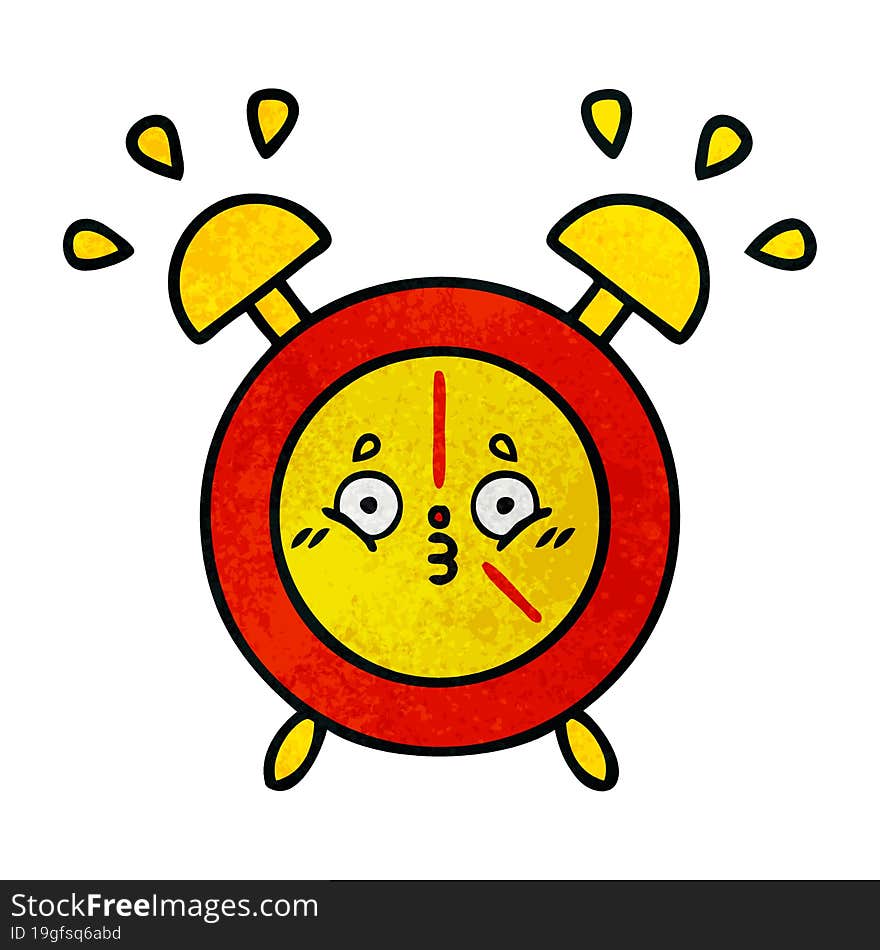 retro grunge texture cartoon alarm clock