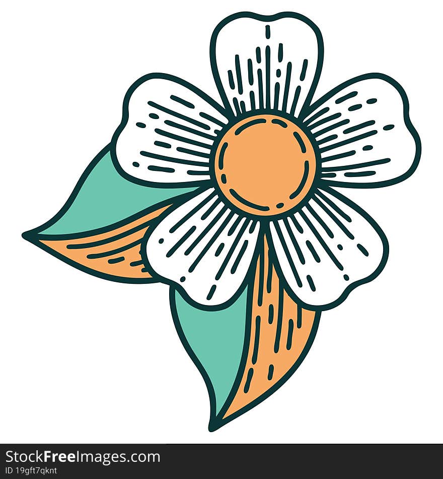 iconic tattoo style image of a flower. iconic tattoo style image of a flower