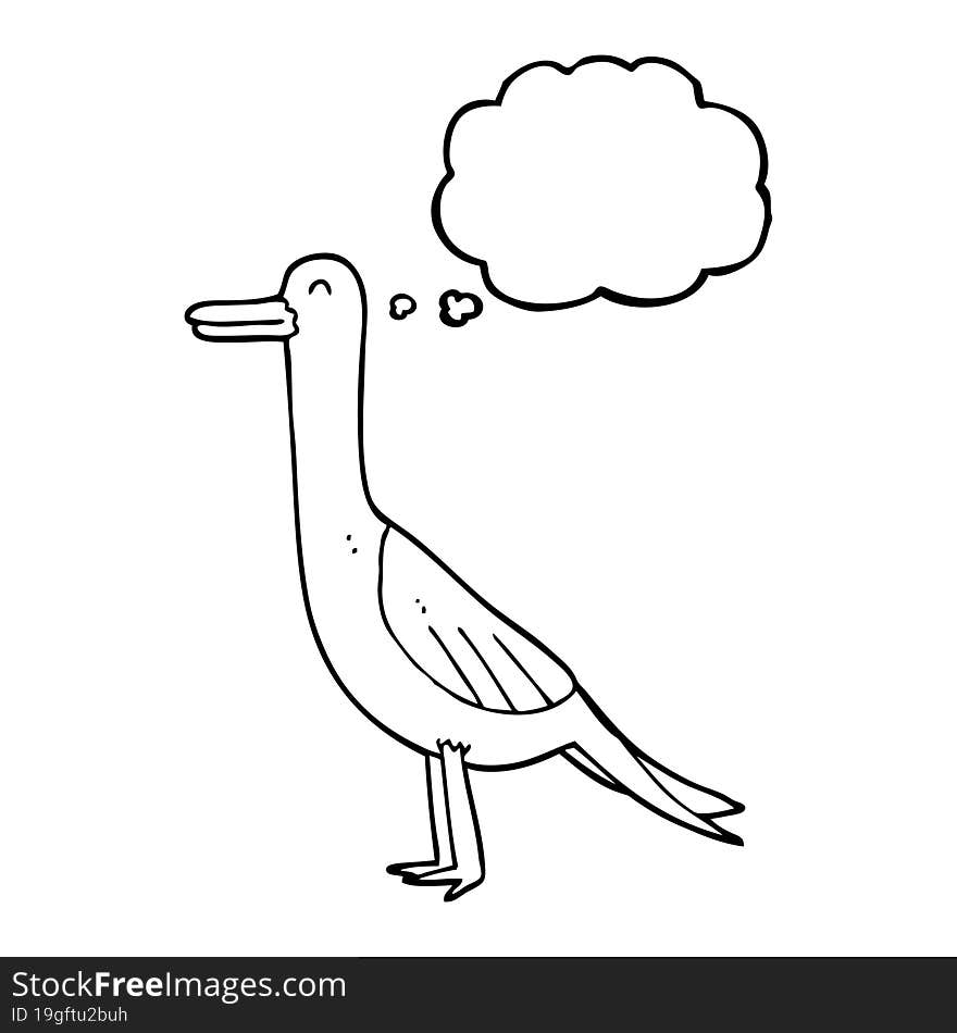 freehand drawn thought bubble cartoon bird