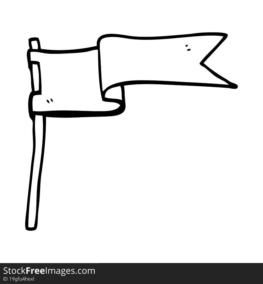 Line Drawing Cartoon Flag Waving In Wind