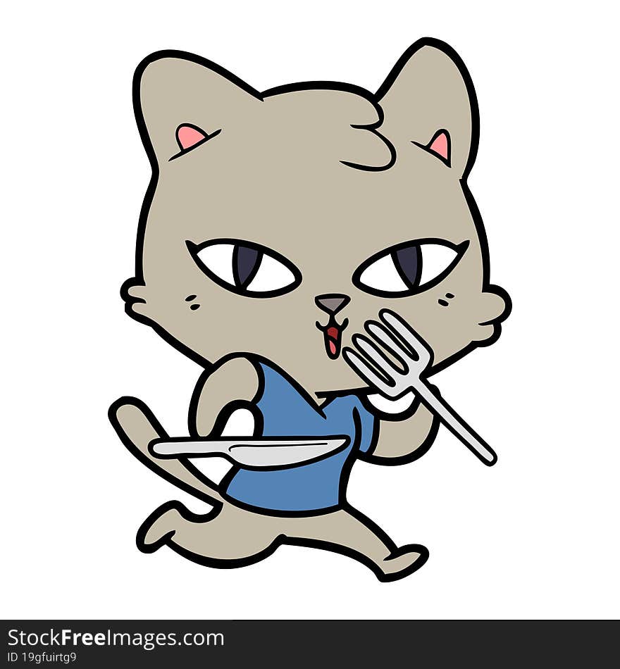 cartoon hungry cat. cartoon hungry cat