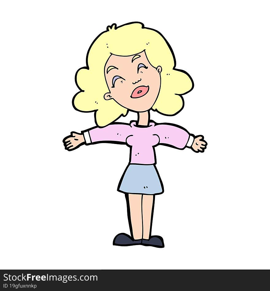 cartoon woman with open arms