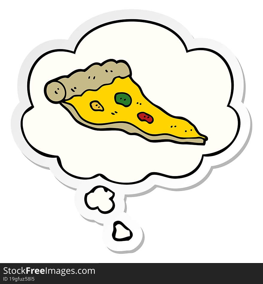 Cartoon Pizza And Thought Bubble As A Printed Sticker