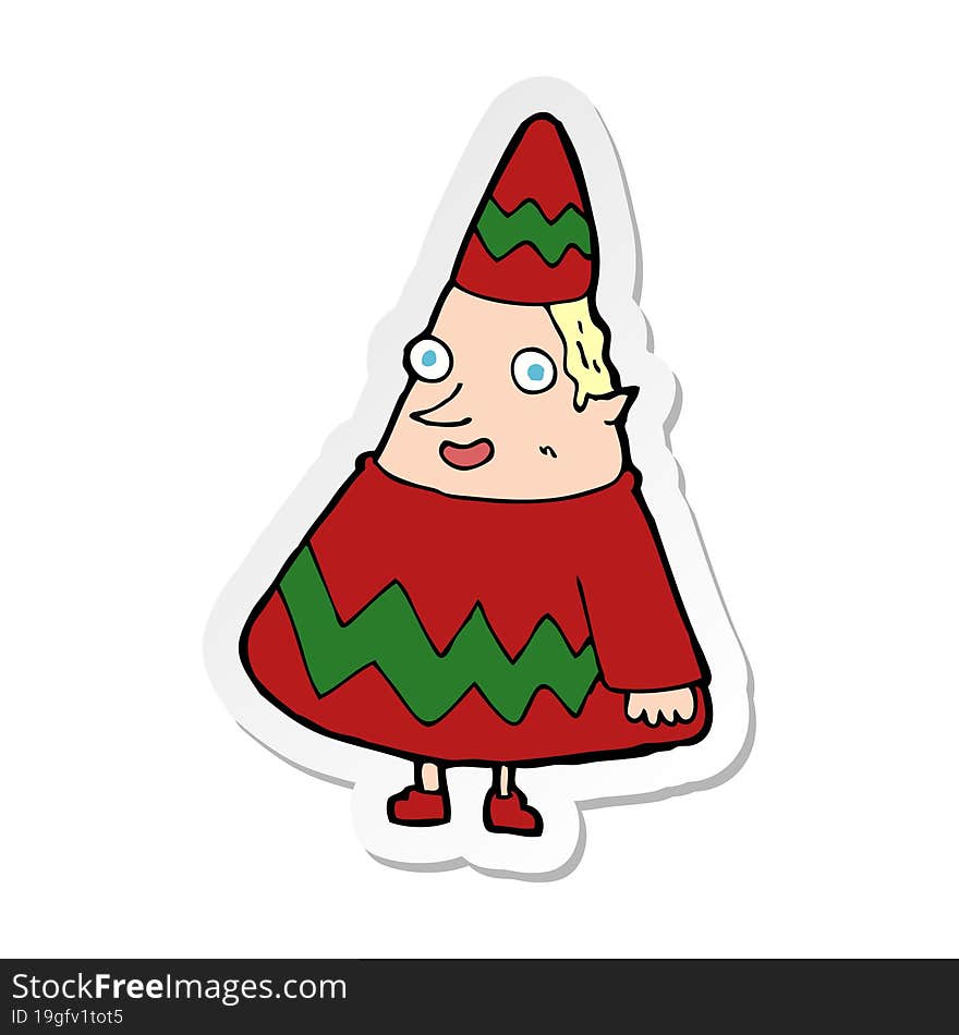 sticker of a cartoon elf