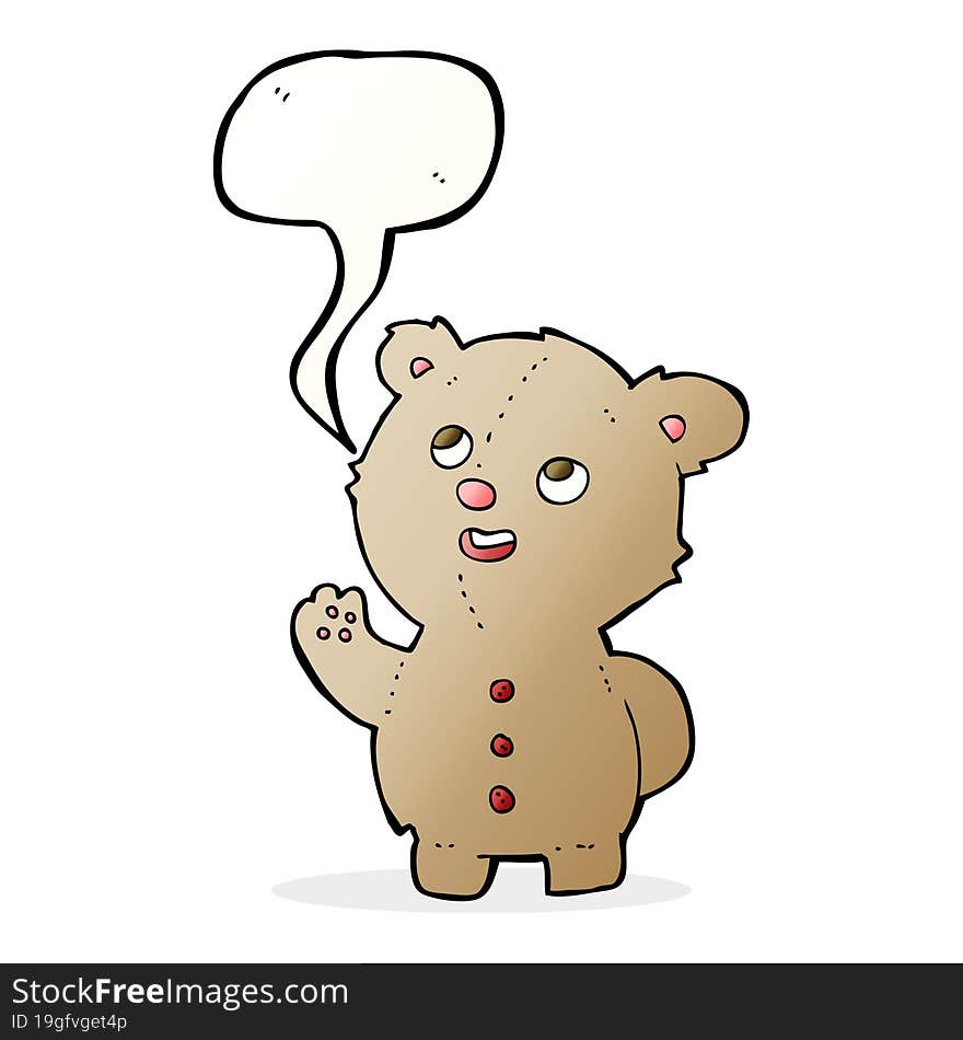 cartoon cute teddy bear with speech bubble