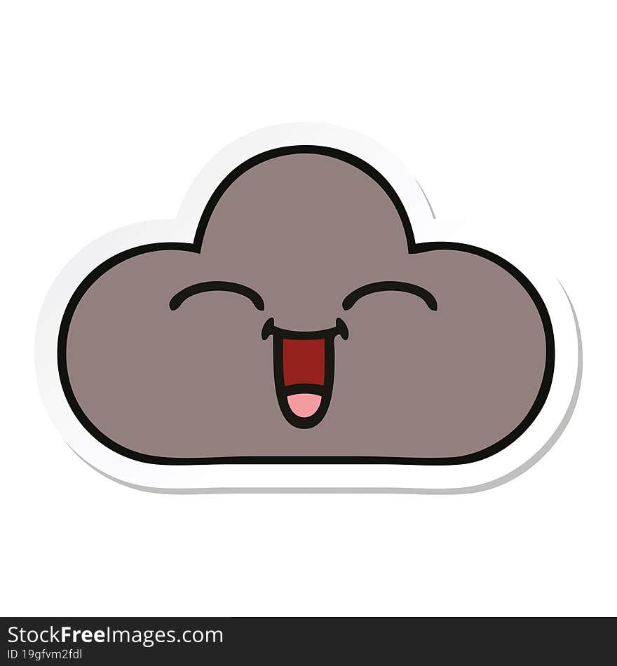 sticker of a cute cartoon storm cloud