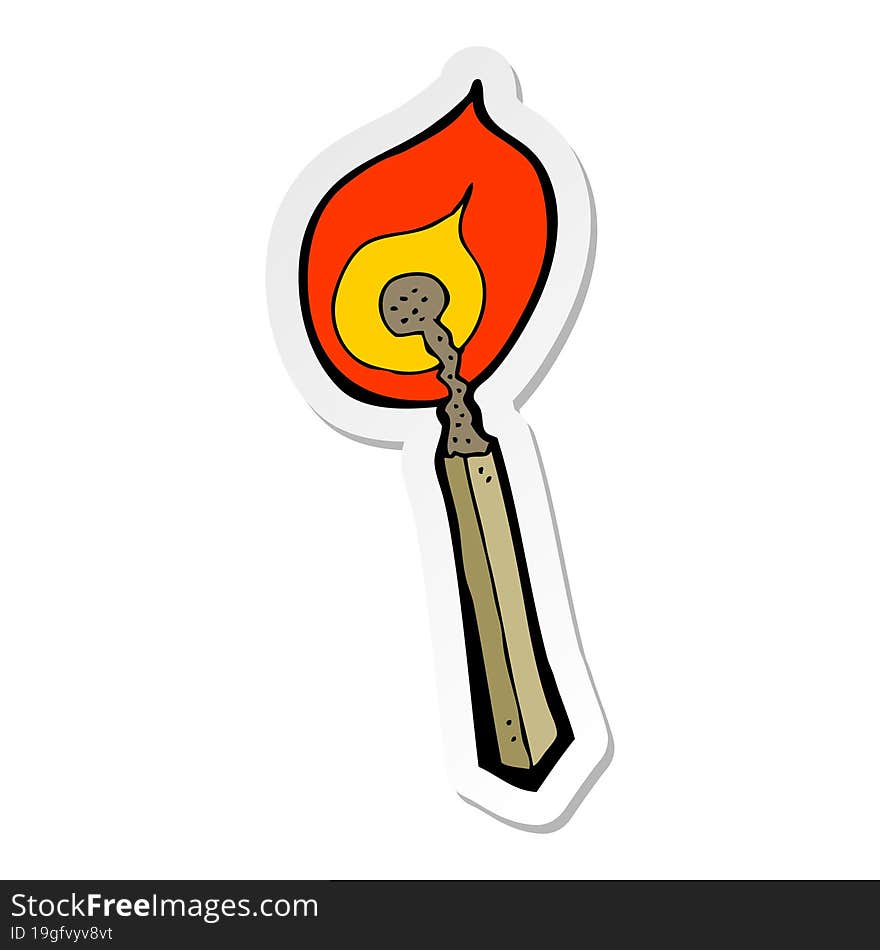 sticker of a cartoon burning match