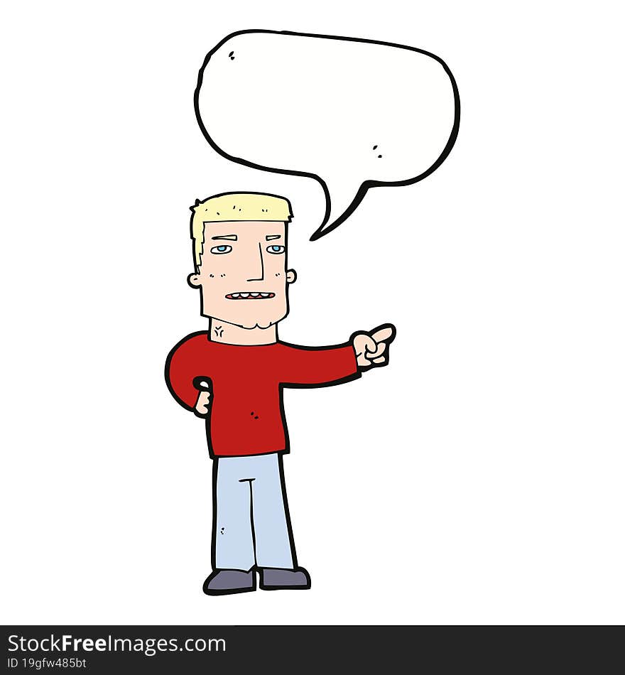 cartoon man pointing with speech bubble