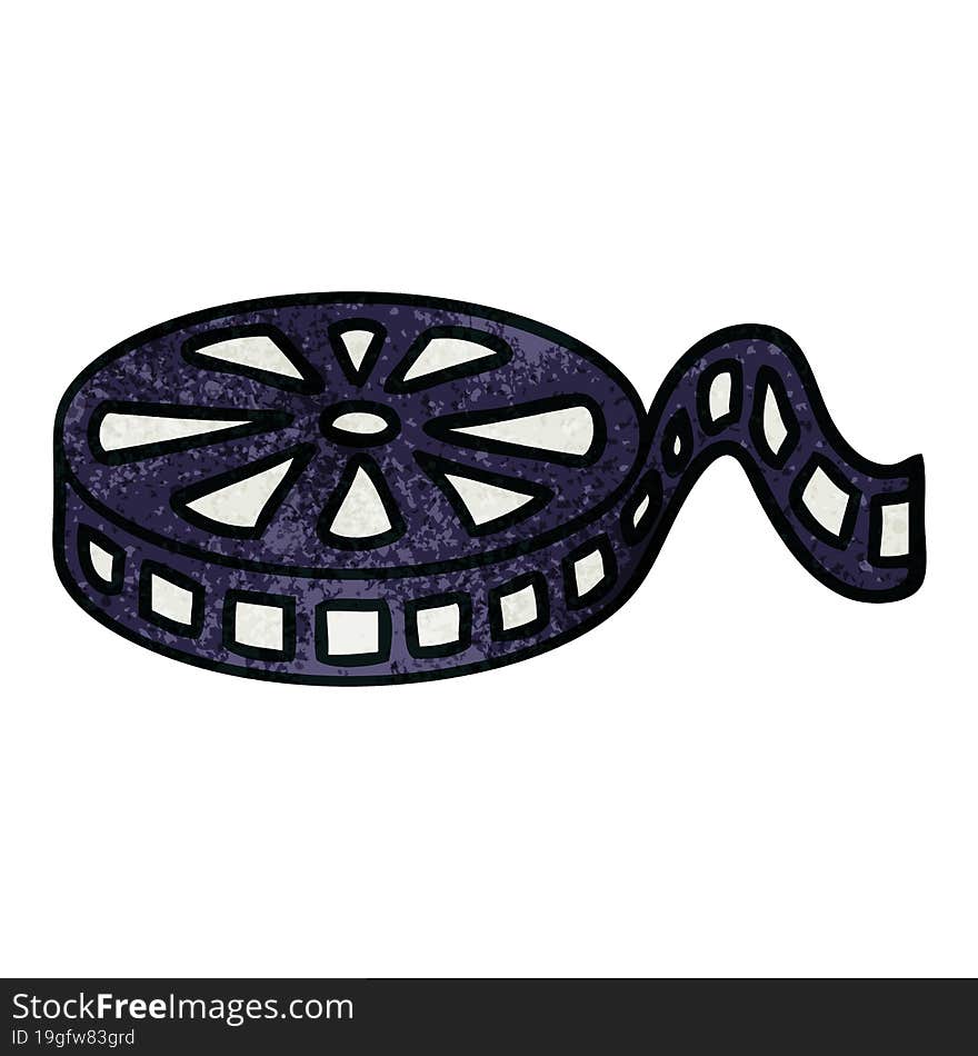 retro grunge texture cartoon of a film reel