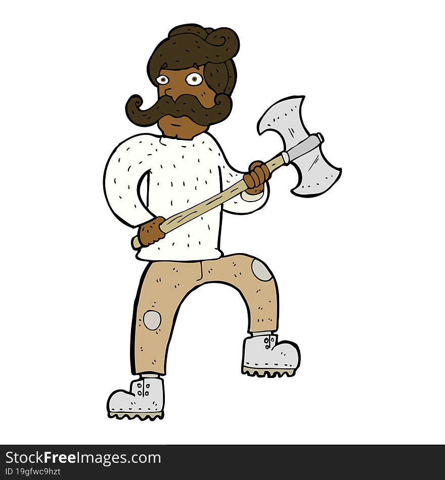 cartoon man with axe