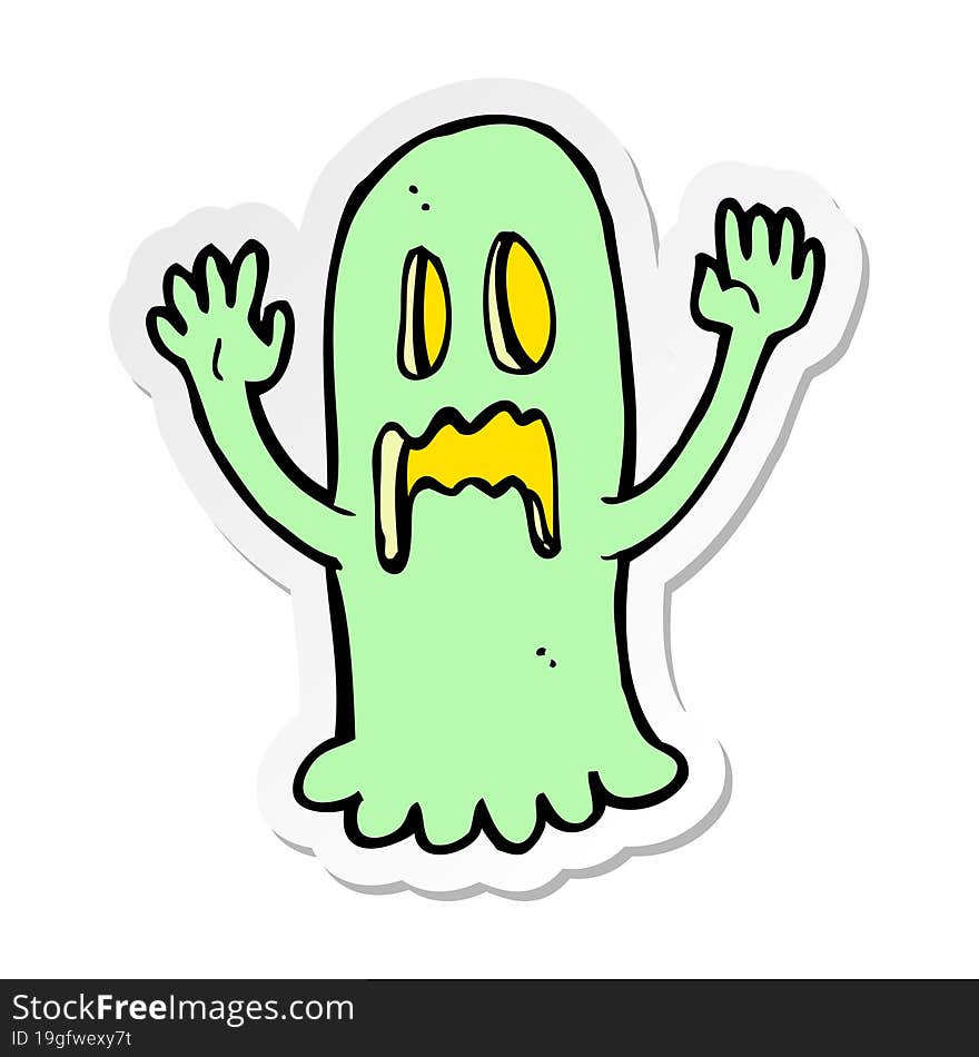 sticker of a cartoon spooky ghost