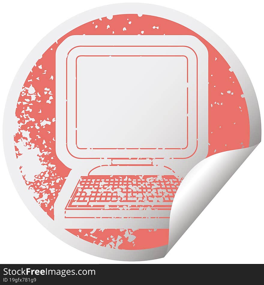 Computer distressed sticker