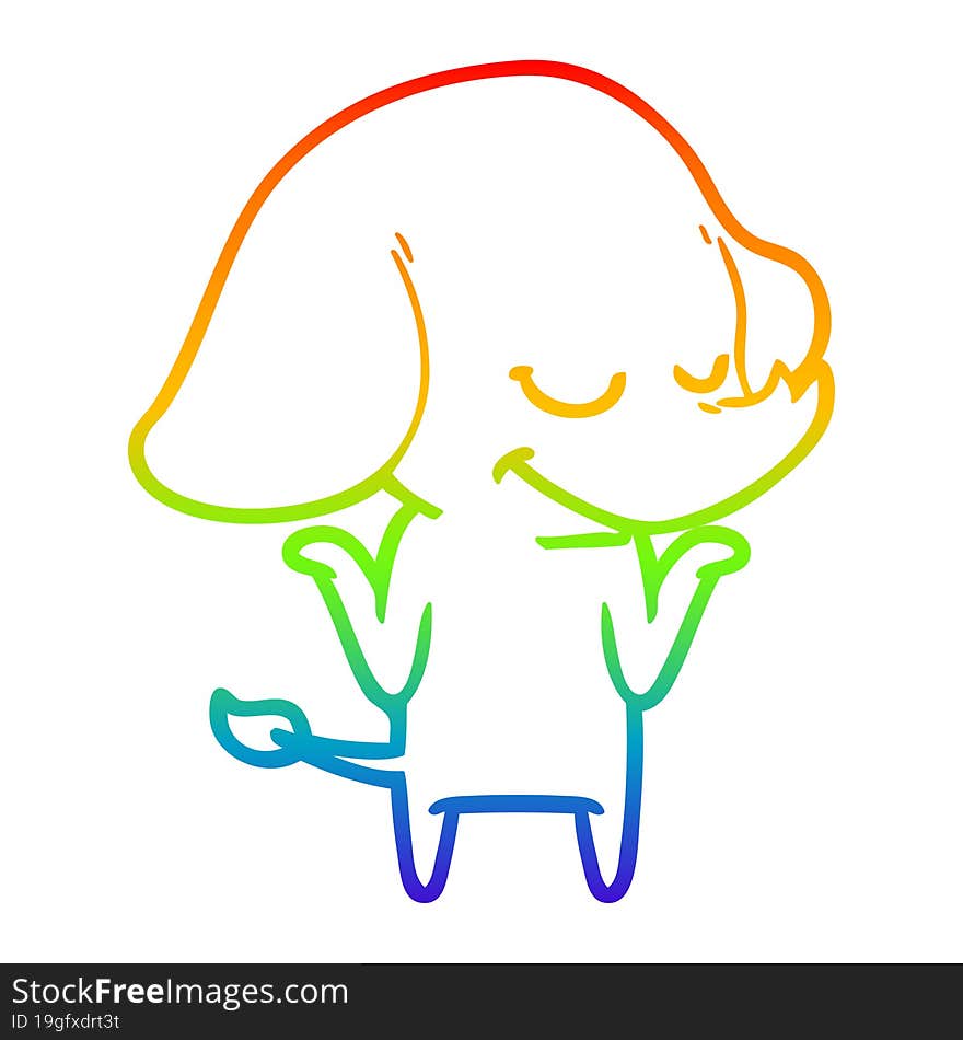 rainbow gradient line drawing cartoon smiling elephant