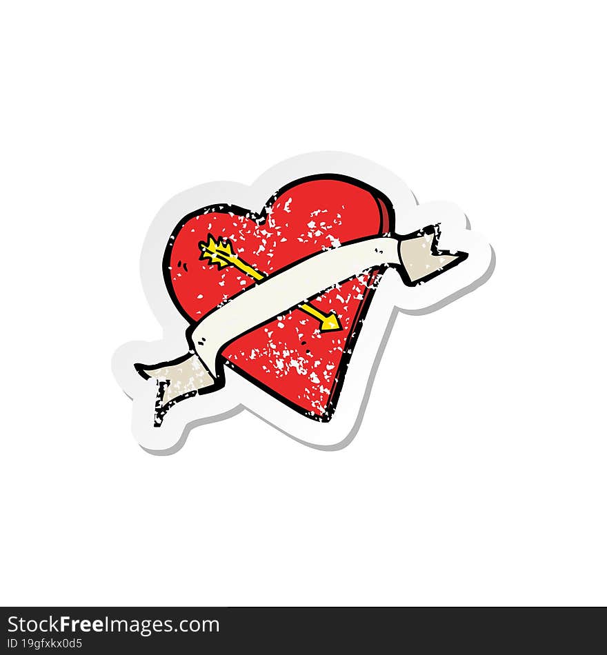 retro distressed sticker of a cartoon heart tattoo