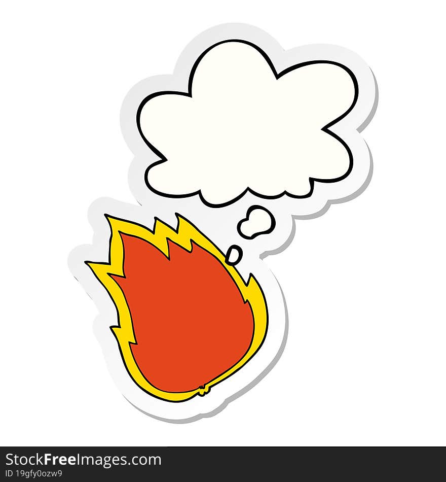 cartoon fire and thought bubble as a printed sticker