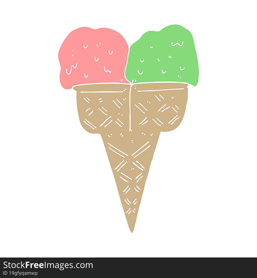 flat color style cartoon ice cream