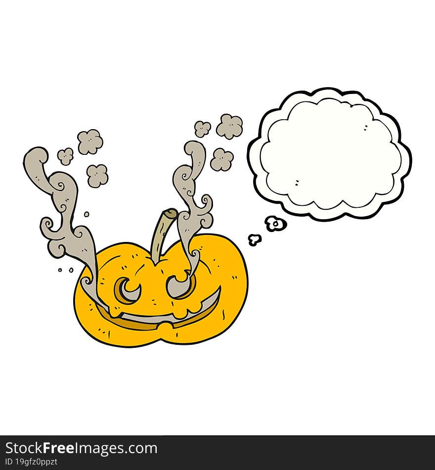 Thought Bubble Cartoon Halloween Pumpkin