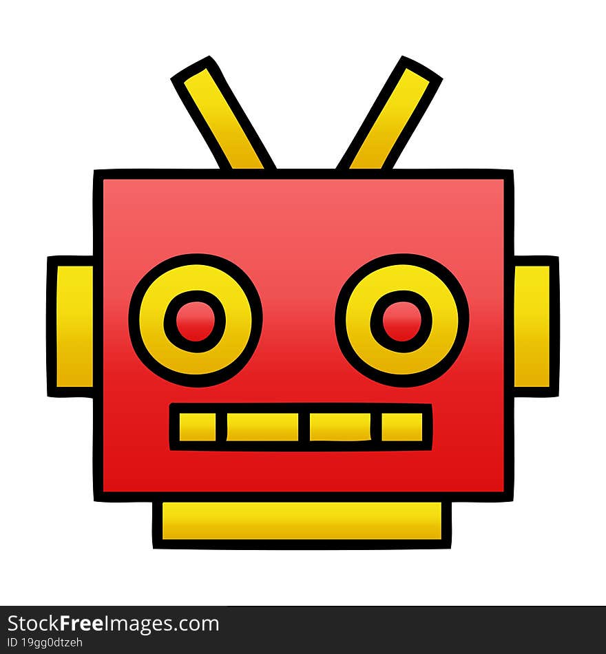 Gradient Shaded Cartoon Robot Head