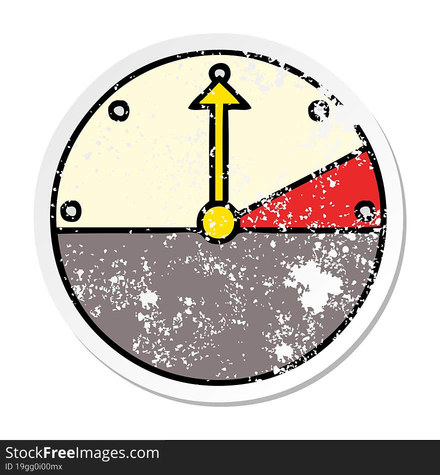 distressed sticker of a cute cartoon speedometer