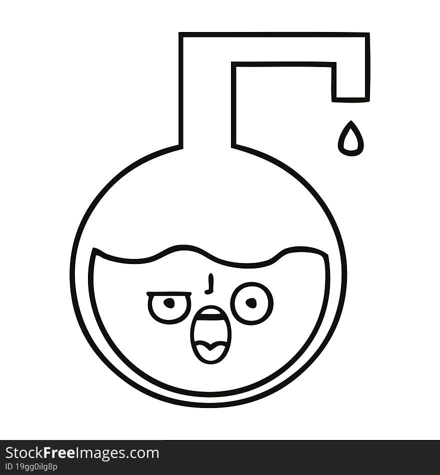 line drawing cartoon of a science experiment