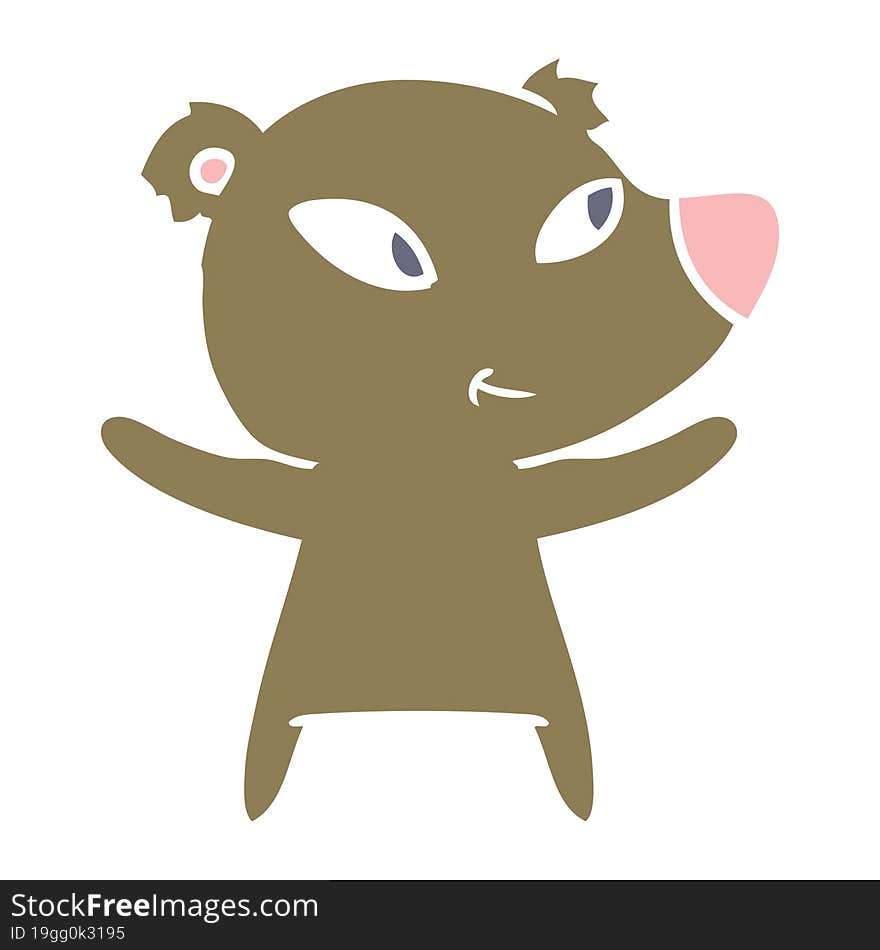 cute flat color style cartoon bear