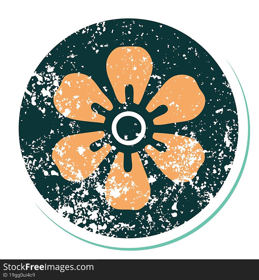 iconic distressed sticker tattoo style image of a flower. iconic distressed sticker tattoo style image of a flower