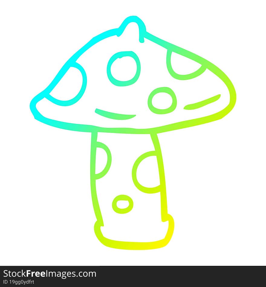 cold gradient line drawing cartoon mushroom