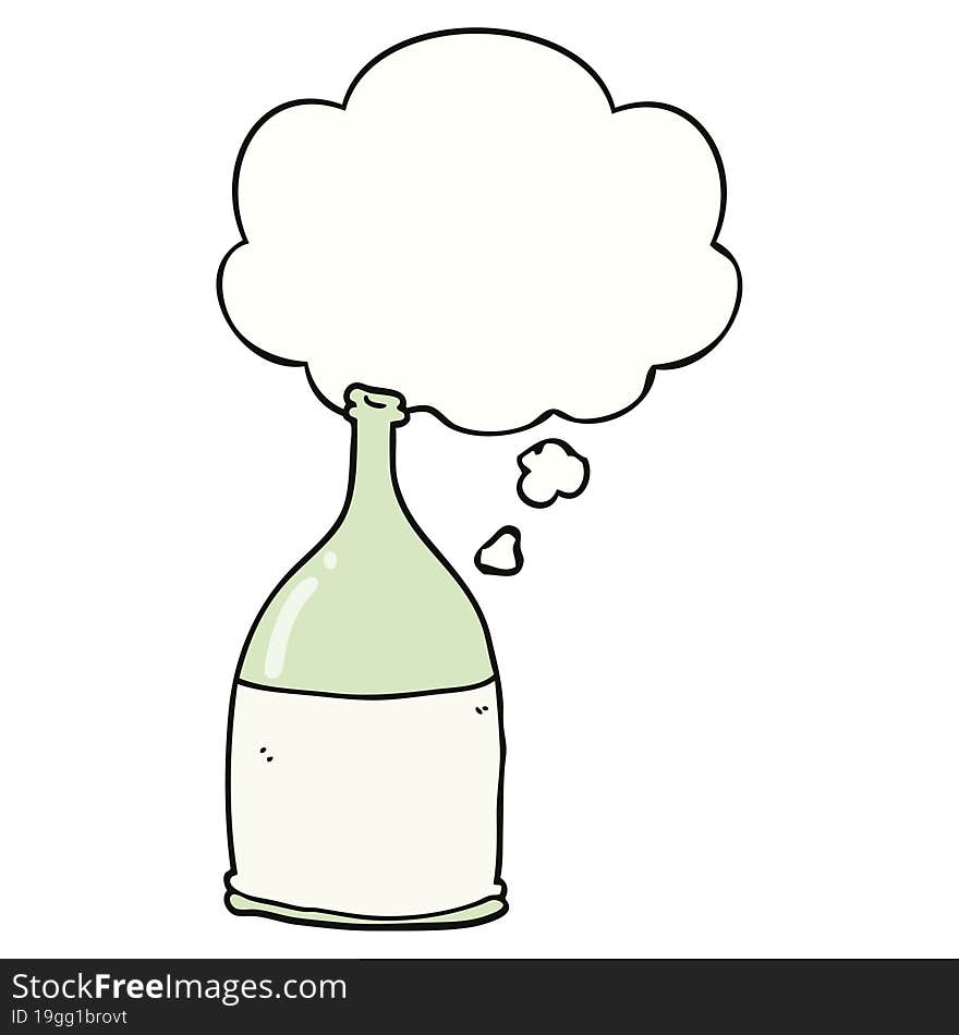 cartoon bottle and thought bubble