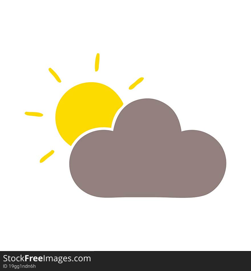 Flat Color Retro Cartoon Sun And Storm Cloud