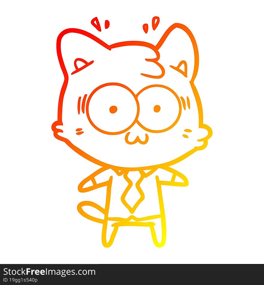 warm gradient line drawing cartoon surprised cat