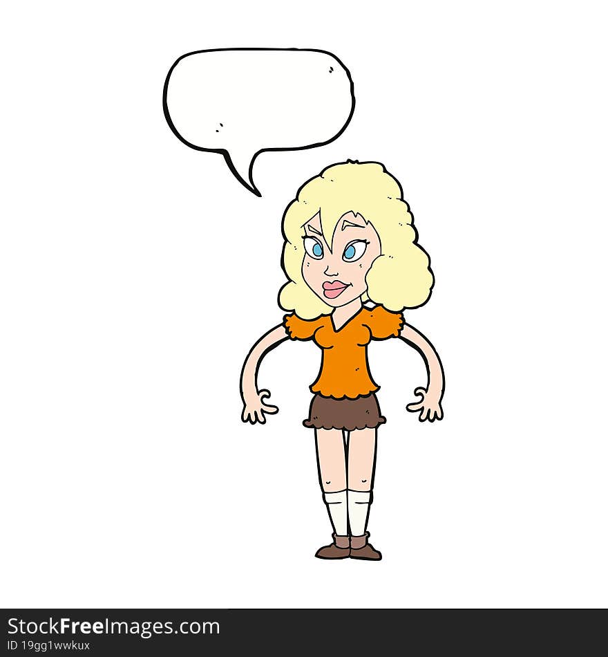 cartoon pretty woman with speech bubble