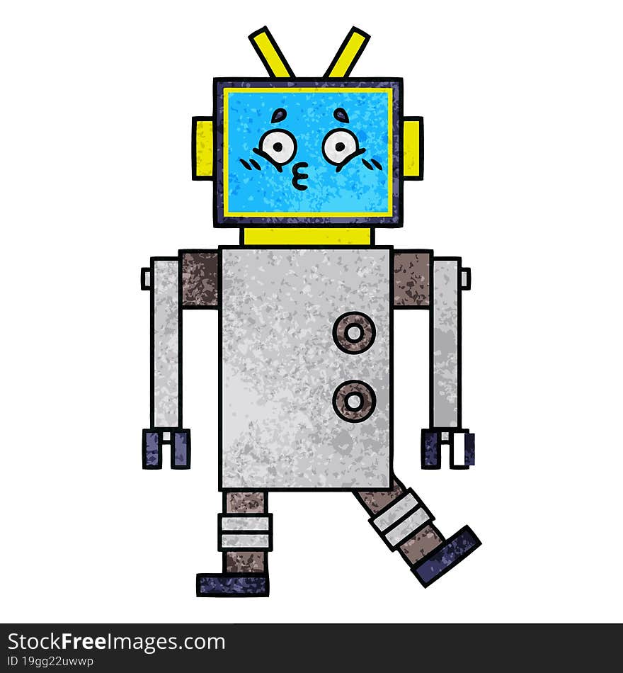 Retro Grunge Texture Cartoon Robot