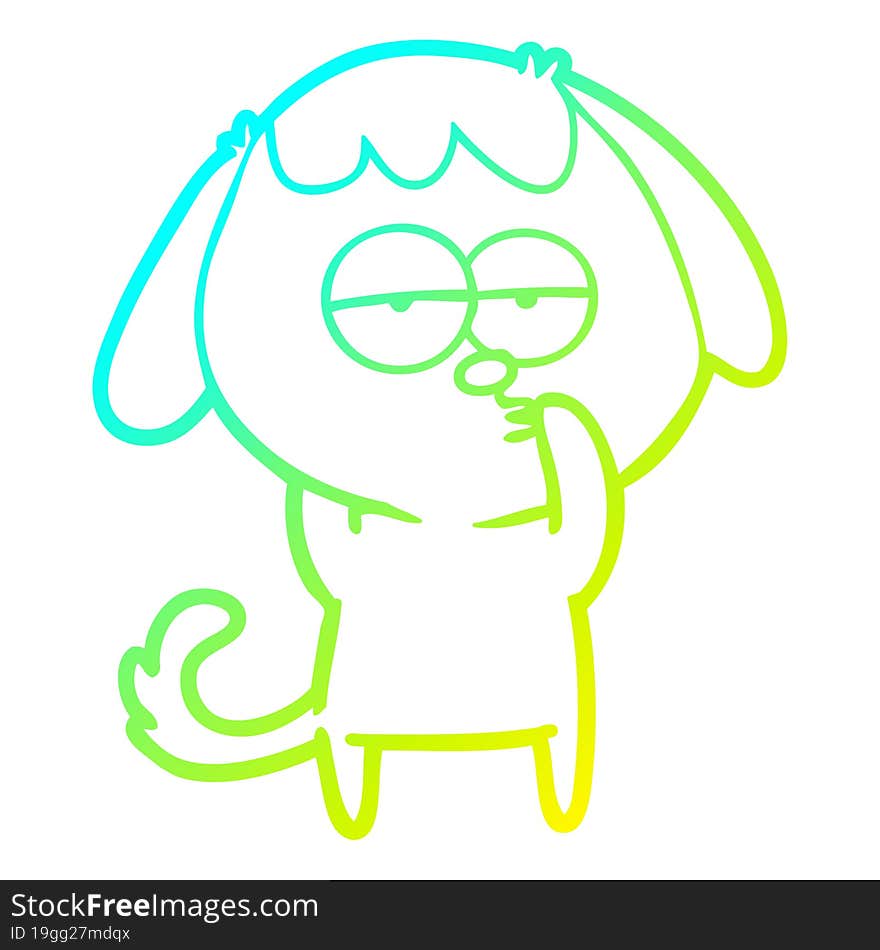 cold gradient line drawing cartoon tired dog