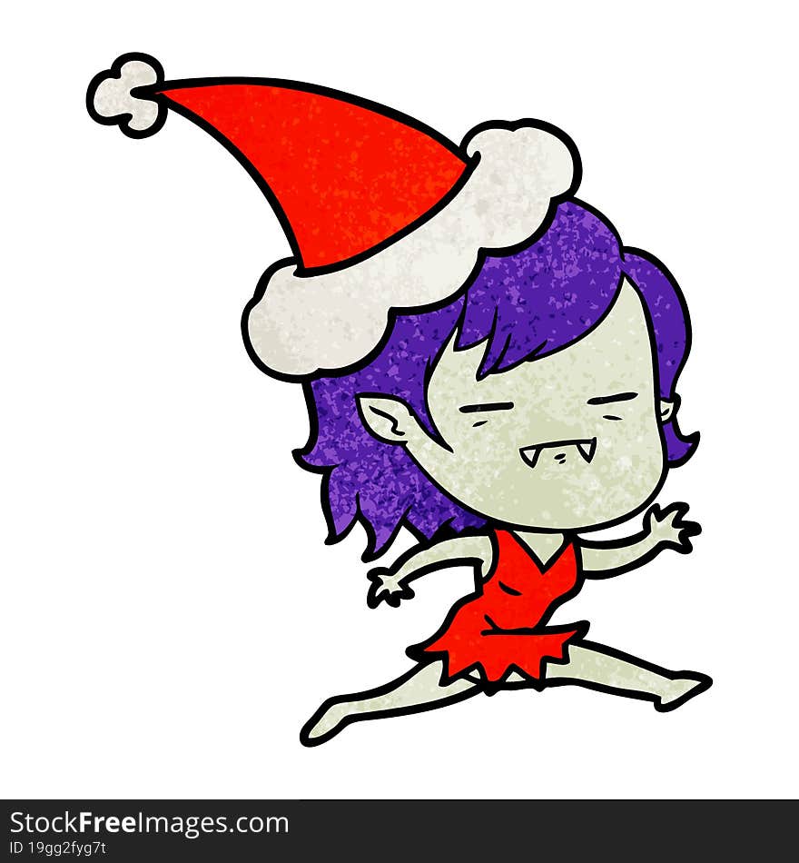 Textured Cartoon Of A Undead Vampire Girl Wearing Santa Hat