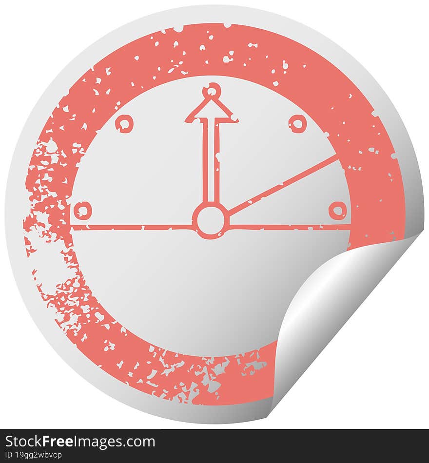 Distressed Circular Peeling Sticker Symbol Speedometer