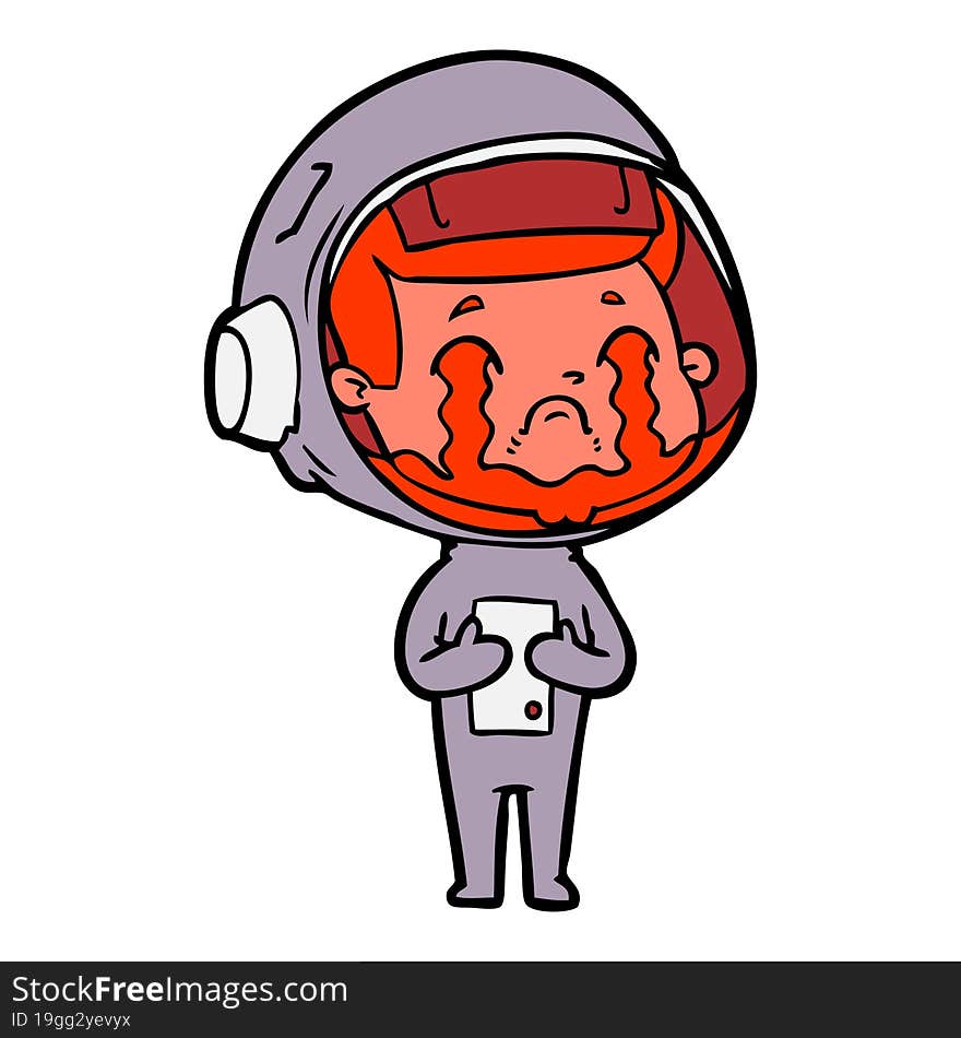 cartoon crying astronaut. cartoon crying astronaut