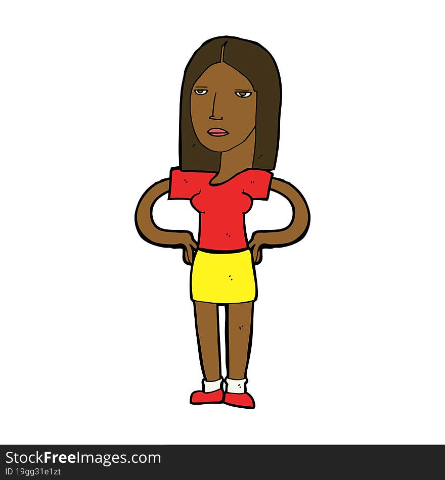 cartoon woman with hands on hips